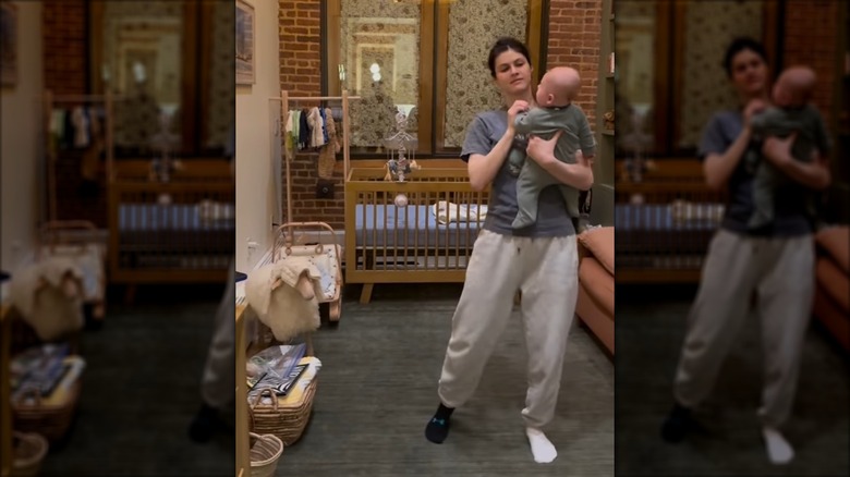 Alexandra Daddario with her newborn