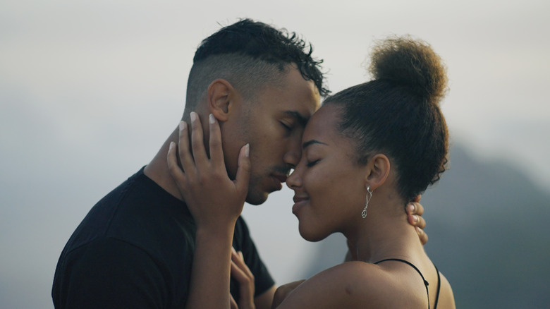 Couple embracing tenderly