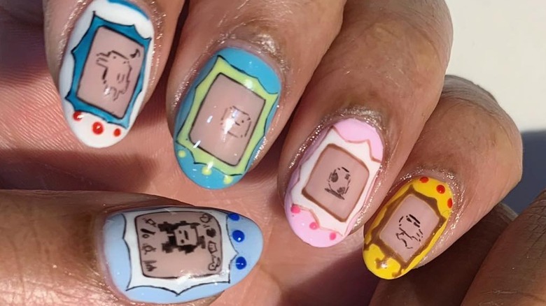 Tamagotchi-inspired nails