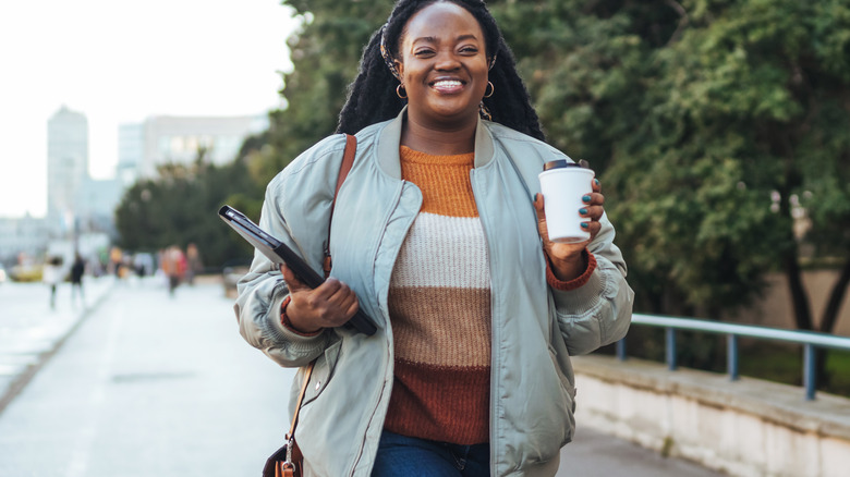 woman walking outside