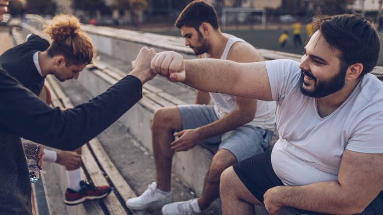 Workout buddies outdoors
