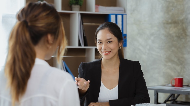 Woman reviewing resume
