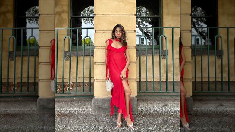 Woman in a red dress