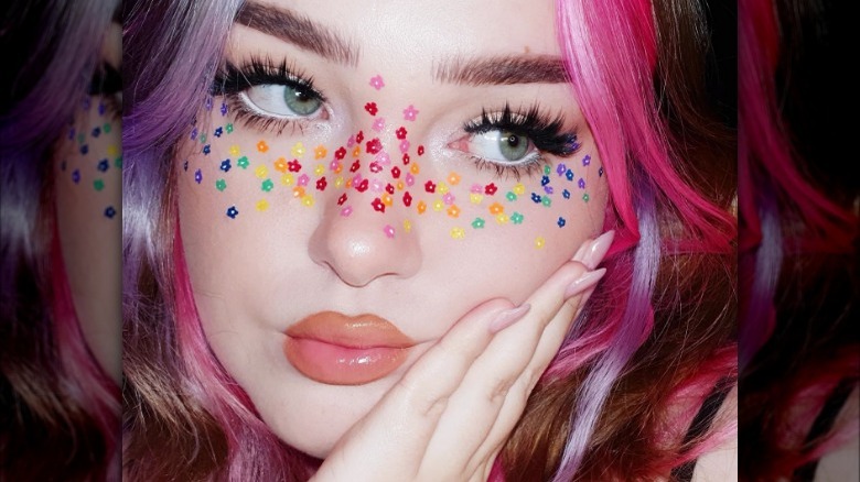 Rainbow flower makeup