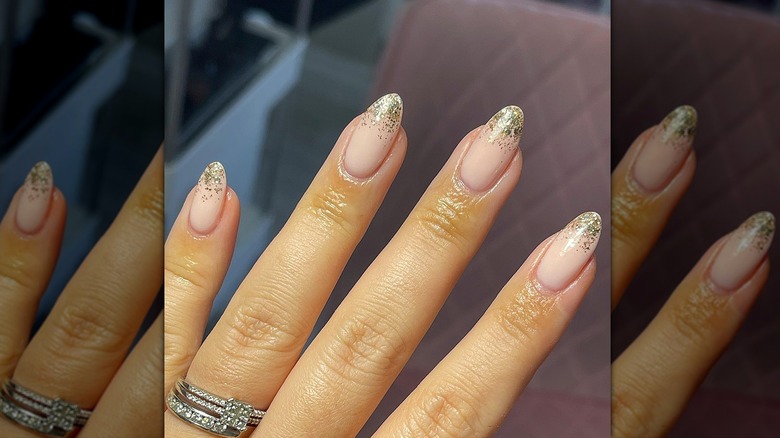 Glitter tipped nails