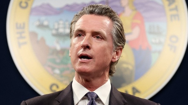 CA governor Gavin Newsom speaking 