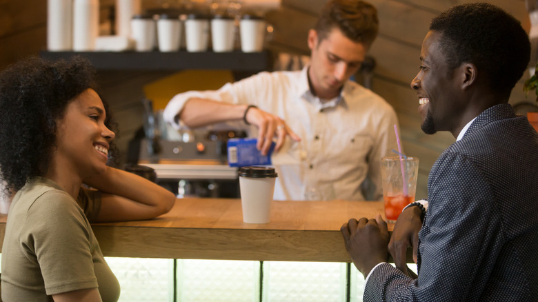Flirting at a coffee shop