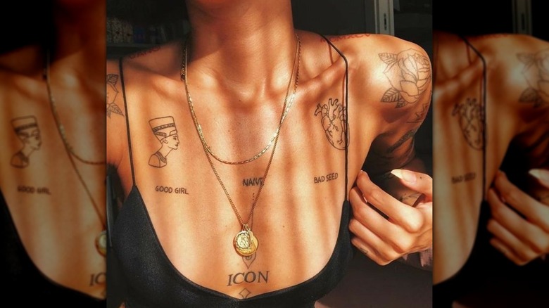 Chest sticker tattoos