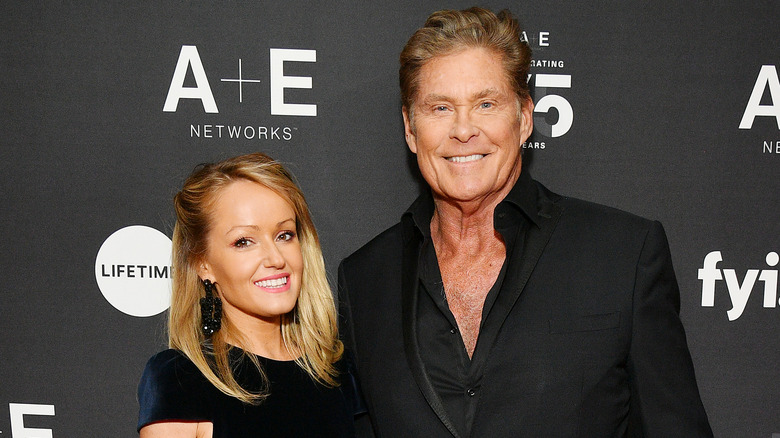 Hayley Roberts posing with David Hasselhoff