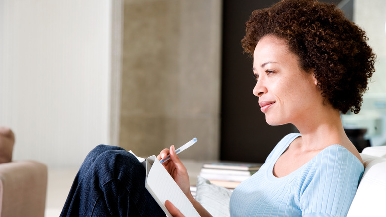 A woman journaling