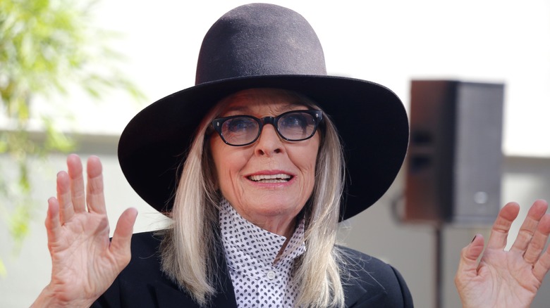 Diane Keaton waving