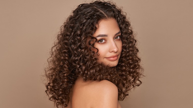 Woman with curly hair