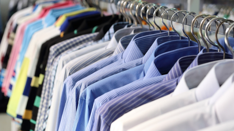 Rack of men's shirt in a store