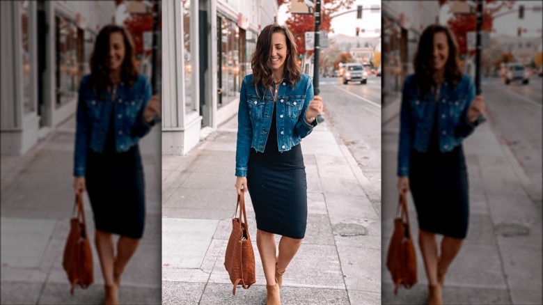 woman in jean jacket
