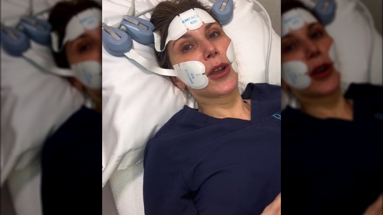 A woman getting EmFace treatment