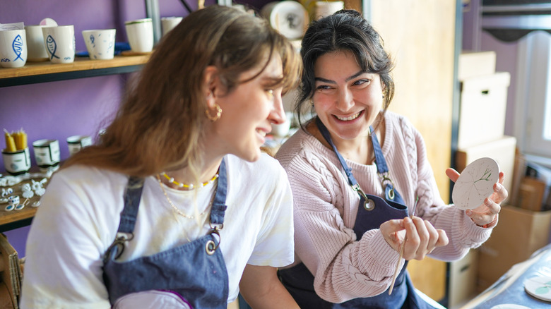Women doing pottery