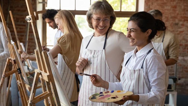 two women at painting group