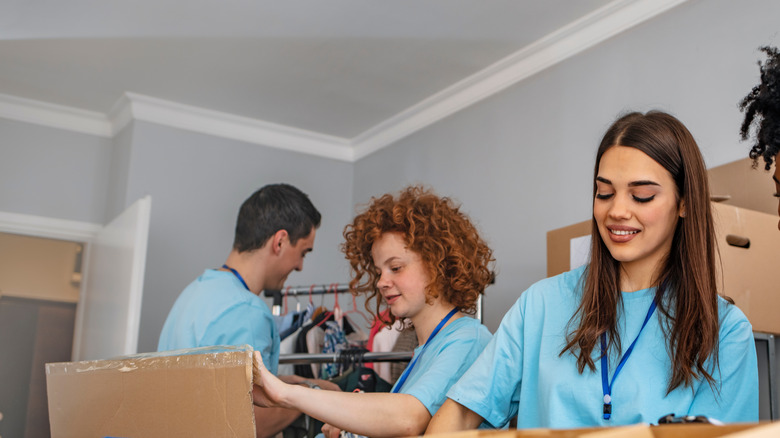 Woman doing community service