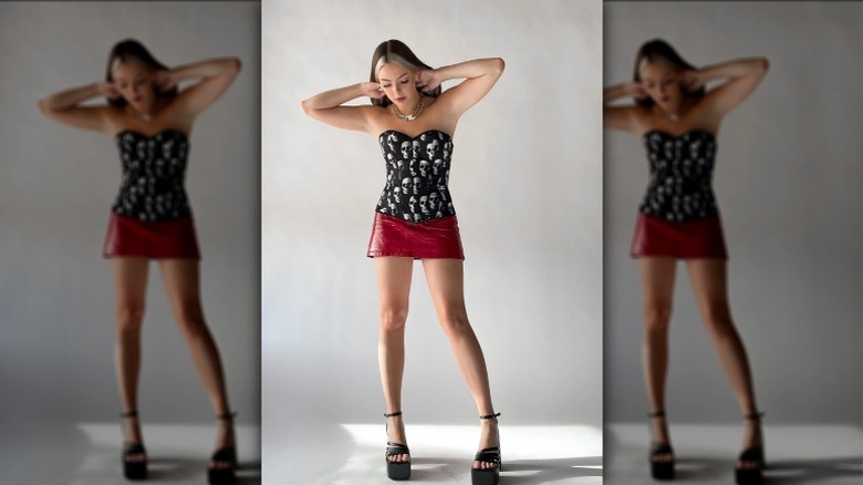 Woman in skull corset
