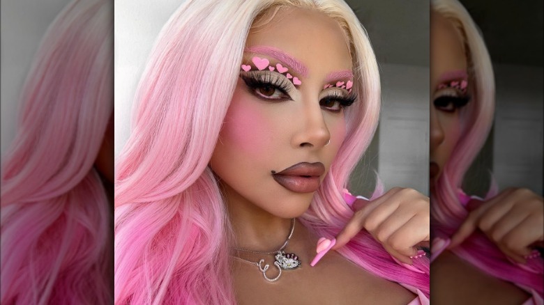 Pink heart makeup