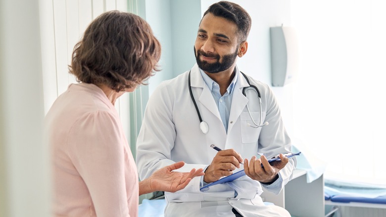 Woman talking to her doctor
