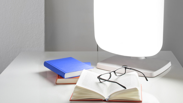 sad lamp on nightstand