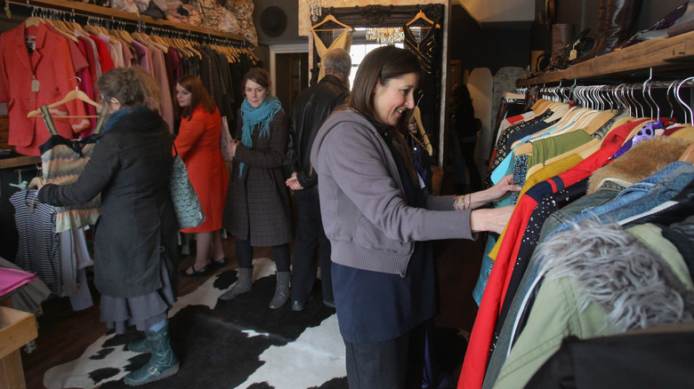 Women browsing in a thrift store 