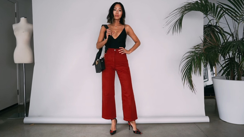 woman's bathing suit with slacks