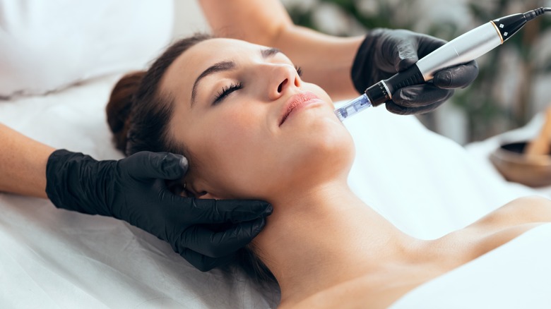 Receiving skin treatment