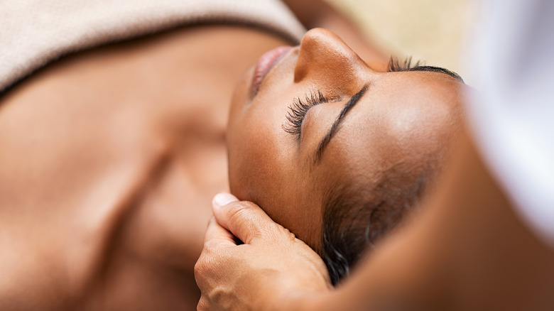 Woman getting facial