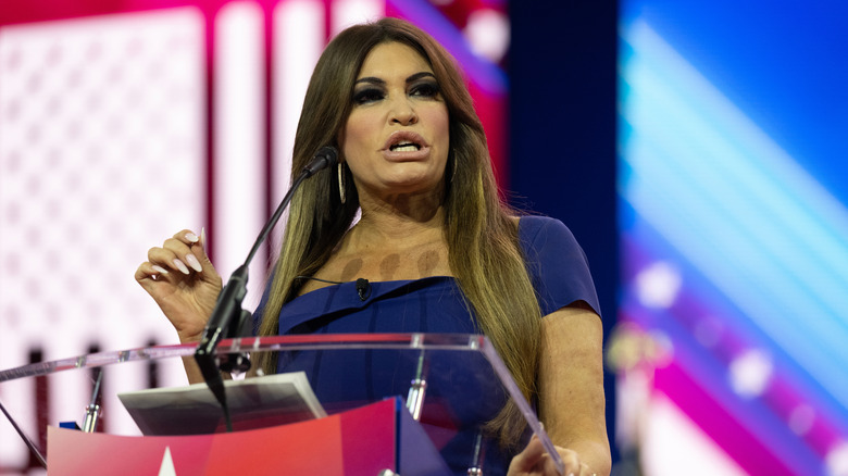 Kimberly Guilfoyle speaking at a Trump rally