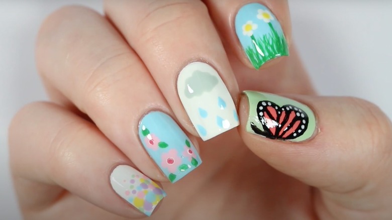 Spring theme nails on YouTube