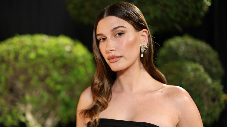 Hailey Bieber looking into the camera