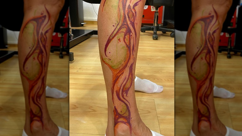 Abstract leg tattoo