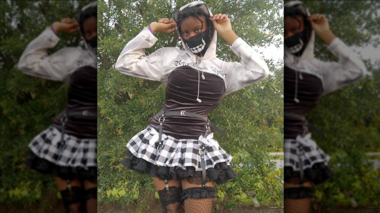 Woman in cute outfit