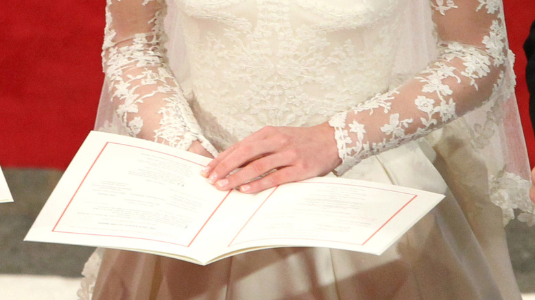 A close up of Kate Middleton's nails on her wedding day