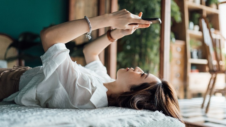 Woman looking at phone
