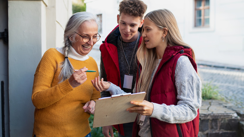 Volunteers asking for signatures