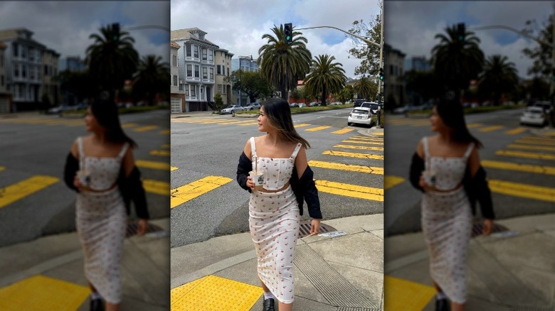 Woman in matching set