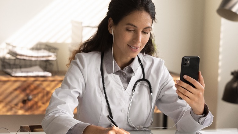 Doctor performing telemedicine visit