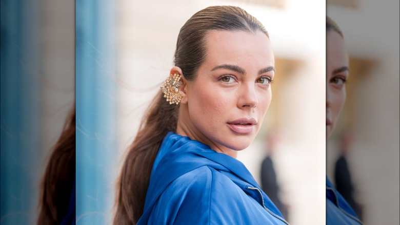 Woman in nude lipstick