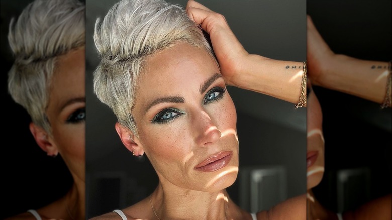 Woman with pompadour hair