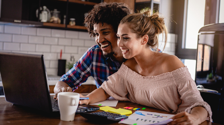 young couple planning their budget
