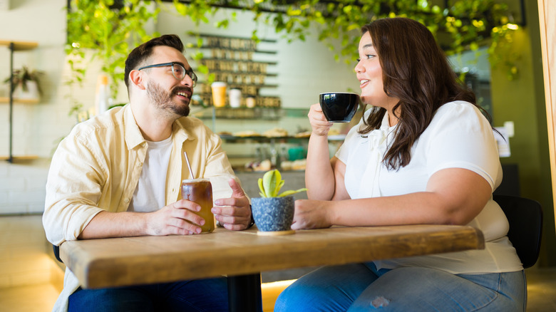 Man and woman talking
