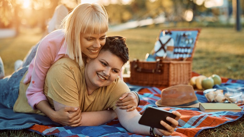 Lesbians having picnic