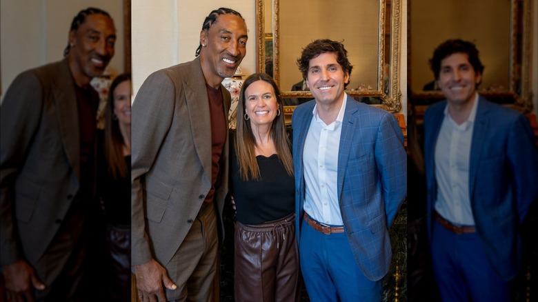 Sarah Huckabee Sanders with husband and Scottie Pippen at an event