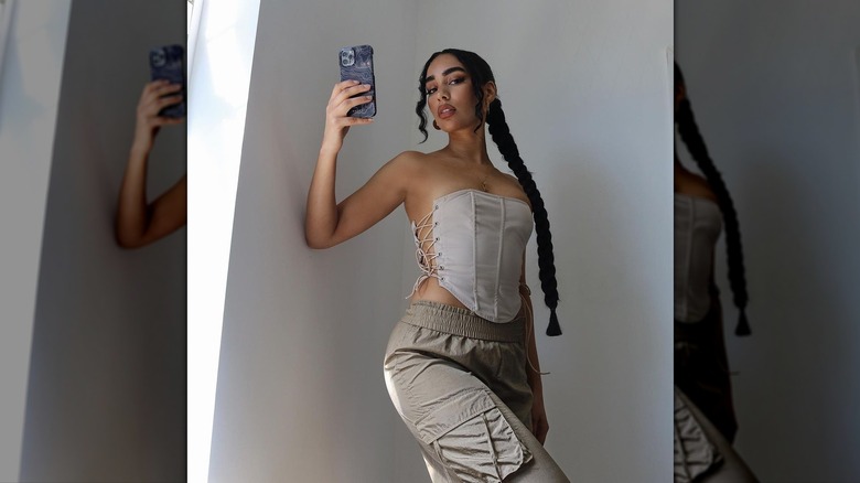 Woman with long braid