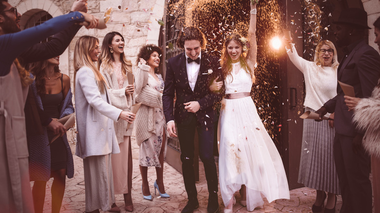 wedding guests celebrating