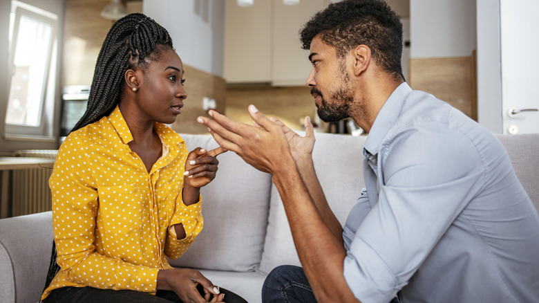 A couple having a conversation