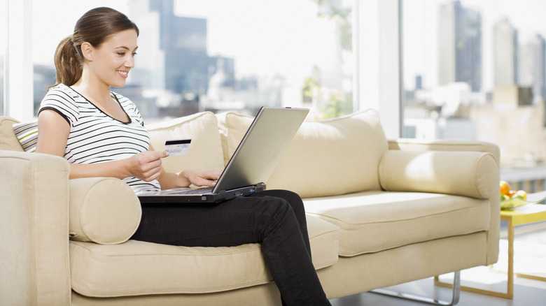 Woman online shopping